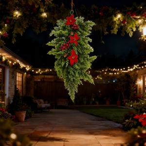 TEMU 대형 29.52인치 인조 골든 파인콘 & 레드 베리 가랜드 리스 - 리얼리스틱 크리스마스 도어 행잉 데코, 골든 캡 포함, 실내/실외용 플라스틱 장식, 벽난로, 트리, 현관용 - 저유지보수 겨울 파티 센터피스