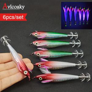 TEMU 6개입 Avlcoaky 10cm/9g 야광 문어 지그 훅 - 8개의 촉, 내구성 있는 야광 기술, 스테인리스 스틸 & ABS 재질의 발광 인공 미끼, 담수 및 해수 낚시에 적합, 낚시 장비