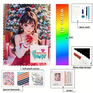 TEMU Wowoart 페인팅 키트: 눈 속의 애니메이션 스타일 소녀, 100% 레진 (/AB/페어리 더스트), 플로킹 패브릭 & 프린트 엣지 - 완벽한 DIY 아트 세트, Manga 공예 프로젝트|보석십자수