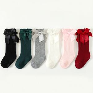 TEMU 여아용 솔리드 컬러 리본 하이 삭스 6켤레, 공주풍 칼리지 스타일 롱 루즈 삭스, 여아용 니하이 삭스, 귀여운 여아용 양말