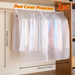 TEMU 오버사이즈 의류 가방 - 옷장 정리용 싱글 의류 먼지 방지, 베이지색 플라스틱 옷장 걸이 코트 보호대 (손세탁 방법 포함), 침실 의류에 적합