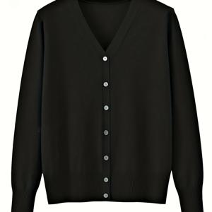 TEMU 여성용 우아한 V넥 가디건 - 사계절 활용 가능한 스웨터, 직장, 캐주얼 복장, 파티 & 데이트 - 포켓이 있는 시크한 오피스룩, 세탁기 사용 가능, 버튼 앞면, 단색, 긴소매, 가디건 스웨터|오피스룩