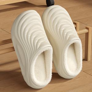 TEMU 남녀공용 슬립온 EVA 쉘, 두꺼운 플러시 안감, 가을/겨울 남녀 공용 홈 슈즈, 둥근 앞코 반장갑 따뜻한 슬리퍼, 아치 지지 디자인 - 충격 흡수 부드러운 두께, 남성용 슬리퍼, 여성용 슬리퍼, 스포츠 캐주얼 데일리 사용