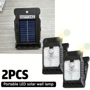 TEMU 2개입 태양광 모션 센서 벽 조명 (클립형 디자인) - 실외/실내 조명, 태양광 충전식, 18650 배터리, 36V, 계단, 안뜰, 가정, 상업, 거리용 - 에너지 효율 높음 & 내구성, 실외 태양광 조명