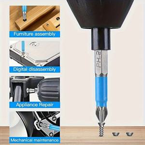 TEMU 미끄럼 방지 십자 드라이버 헤드와 자석 S2 스틸 팁이 있는 다기능 드라이버 - 높이 조절 가능, 인체공학적 블루 핸들, 조립 불필요, 가정 및 사무실 사용에 적합, 내구성 있는 구조, 드라이버 세트