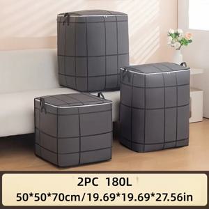 TEMU 2개 대용량 이사 가방 | 옷 및 침구용 접이식 패킹 큐브, 내구성이 뛰어나고 휴대 가능, 강화된 솔기 공간 절약형 정리함, 부직포 원단 - 여행 및 이사에 적합