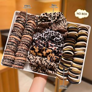 TEMU 116피스 여아용 프린트 헤어타이 세트 (스크런치 포함), 프린트 요소, 여아를 위한 완벽한 헤어 액세서리 선물