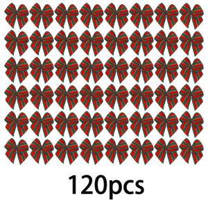 TEMU 120개 스코틀랜드 체크 무늬 리본 선물 상자 포장 장식 - 빨간색 & 체크 무늬 폴리에스터 리본 활, 점이 있는 완벽한 크리스마스, 부활절, 생일, 학교 공예, 크리스마스 장식