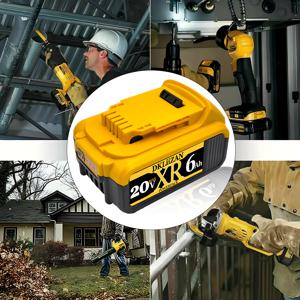 TEMU for Dewalt 20V MAX 호환 배터리 - 고용량 6.0Ah 리튬이온 파워 툴 배터리, for Dewalt DCD/DCS/DCF 시리즈 무선 드릴, 그라인더, DIY용 (dcb180, dcb181, , dcb200 호환)