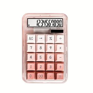 TEMU 새로운 마카롱 그라데이션 기계식 키보드 계산기 (태양광 + 배터리 이중 전원 공급), 대형 스크린 디스플레이, 투명 쉘, 고성능 사무 학습 금융 회계, 가정 학습 및 사무용으로 적합|계산기