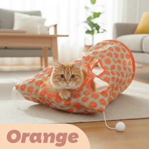 TEMU 접이식 고양이 터널 장난감 - 플러시 마우스 & 3개 볼 포함, 크링클 페이퍼가 있는 인터랙티브 터널, 5구멍 휴대용 펫 플레이하우스, 내구성 있는 실내 고양이 활동 센터