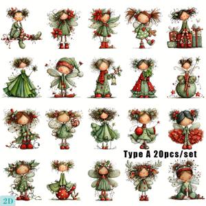 TEMU 20개/세트 수제 크리에이티브 레트로 크리스마스 시리즈 2D 평면 고품질 스티커, 쓰레기 저널, 노트북, 스크랩북 장식, 핸드 DIY 커팅 앨범 스티커, 2D 평면, 수제 공예 용품,DIY 앨범 장식,크리스마스 스티커,평면 스티커,불규칙한 모양 스티커,혼합 색상 ,방수 종이 스티커,저널링 En