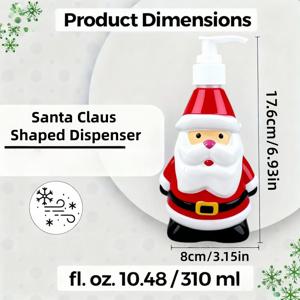 TEMU 10.14Oz 용량의 튼튼한 플라스틱으로 제작된 펌프 헤드가 달린 찌꺼기 산타 클로스 병. 손소독제 또는 비누 분배용으로 디자인되었으며 크리스마스 홈 데코 및 축제 장식에 적합합니다.