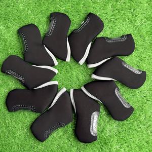 TEMU 10개입 골프 아이언 클럽 커버 | 투명 보호 캡, 블랙 및 화이트 색상, 탄성 밴드 잠금