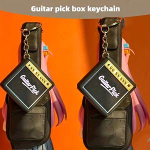 TEMU 키체인 포함 기타 피크 케이스 - 튼튼한 플라스틱 기타 피크 홀더, 어쿠스틱/전기 기타, 베이스, 만돌린 호환 - 키체인 포함 안전 보관 케이스, 뮤지션을 위한 이상적인 선물 (), 만돌린 보관, 어쿠스틱 기타 소유자