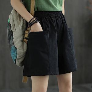 TEMU 여성 여름 반바지 빅사이즈 밴딩 5부 카고 와이드 편한 원단 통기 솔리드 디자인 예쁜 반바지