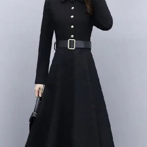 TEMU 여성 봄 가을 데일리 간절기 캐주얼 긴팔 터틀넥 빅사이즈 원피스 패션 튜닉 싱글 미디 솔리드 셔츠 A라인 스커트