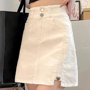TEMU 여성 봄여름 데님 트임 미니 스커트 하이웨스트 A라인 치마바지 청스커트 데일리 캐주얼 더블 데님 치마바지 A라인 미니 데님 스커트 트임 치마바지 청치마|치마바지