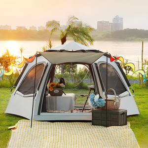 TEMU 5-8인용 캠핑 대형 원터치텐트 자동 육각텐트 오토 간편피칭 텐트