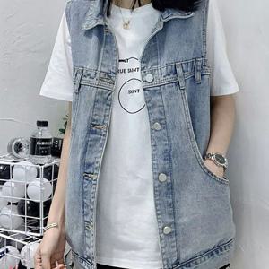 TEMU 여성 캐주얼 루즈핏 편안한 통기성 부드러운 조끼 민소매 데님 조끼 간절기 데님 조끼