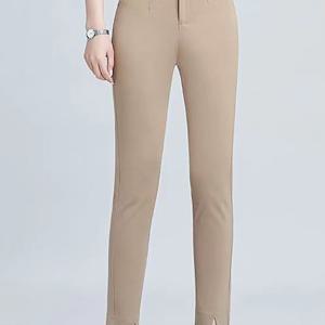 TEMU 여성용 슬림 트임 정장 바지 봄 여름 가을 데일리 스판 일자 9부 캐주얼 바지 면접 오피스룩 슬림소녀 SLIM GIRL