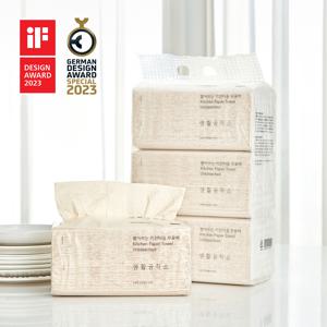 TEMU 뽑아쓰는 키친타올 천연펄프 무표백 100매 x 3팩
