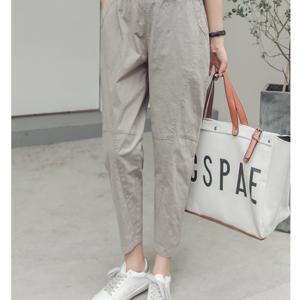 TEMU 2025 가을 신상 바지 여자 9부 면 마 바지 날씬해 보이는 작은 발 배기 바지 캐주얼 바지 여자 한국인이 많이 구매한