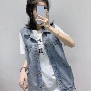 TEMU 여성 춘추계 데님 베스트 민소매 빅 사이즈 데일리 캐주얼 통근 베스트 코디 SLIM GIRL 슬림소녀