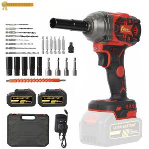 TEMU [국내발송] MFOIAY 21V 500N.m 고토크 전기 임팩 렌치 - 브러시리스 모터, 2-in-1 무선 및 플러그인, 리튬 이온 충전식 드릴/드라이버 기능, 자동차 수리 및 기계 작업, DIY 프로젝트용 인체공학적 그립 (드릴 비트 및 소켓 포함), 자동차용 무선 임팩 렌치