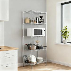 TEMU SamyoHome 메탈 선반 베란다 주방 욕실 창고 다용도 철제 수납장 진열대 조립식 스테인리스 틈새 메탈랙 조립식 선반 ,5단,실버,블랙,540x290x1500mm