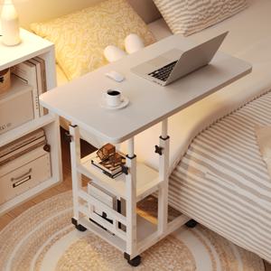 TEMU 조절 가능한 높이의 다목적 이동식 컴퓨터 테이블 조절 가능한 높이 롤링 데스크 내구성 강한 금속 프레임 침실/사무실/거실용 노트북 데스크 가정 사무실 책상 침실 가정 학생 책상 소파 옆 탁자 침대 테이블