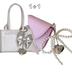 TEMU 1+1 리본 하트 펜던트 열쇠 고리 휴대폰 액세서리 가방 액세서리