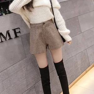 TEMU 여성 하이웨스트 A라인 체크 트위드 반바지 봄 패션 체크 캐주얼 3분 반바지 데일리 소프트 컴포트 반바지|여름바지