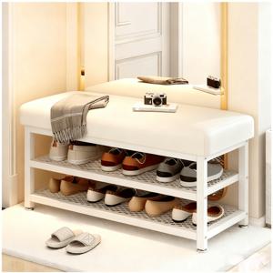 TEMU 다용도 철제 현관의자 신발장의자 80CM 신발 정리 수납장 공간 절약 입구 정리대, 쉬운 조립,