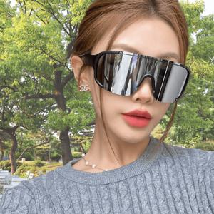 TEMU UV차단 편광 아웃도어 스포츠 선글라스 블랙 프레임 남녀공용 선글라스 [실버]