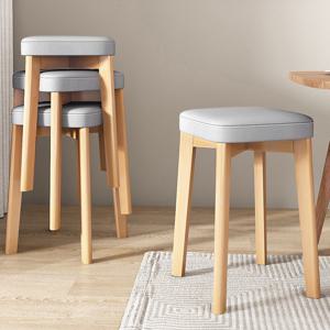 TEMU 원목 스툴의자 식탁 화장대 의자 사각형 커버 보조 스툴 회색 31*45cm
