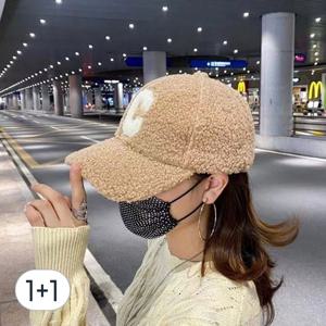 TEMU 1+1 뽀글이 램스 클라리 C 캡모자 볼캡 포근하고 따뜻한 패션 겨 방한 야구모자 모자|볼캡