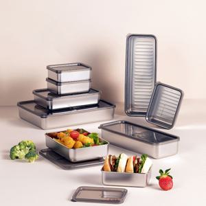 TEMU [VAIMAR] 바이마르 냄새 배임 없는 스텐304 냉장고 직사각 찬통 용기세트 9P