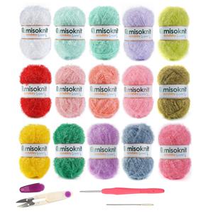 TEMU 수세미실 15볼 세트 쪽가위 코바늘 돗바늘 40g 수세미실 뜨개실