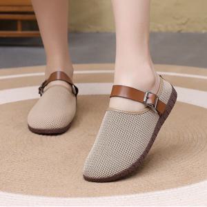 TEMU 여성 뮬 메쉬 슬립온 여름 라탄 플랫 슈즈 볼넓은 발편한 여성 슬립온 뮬 운동화 통기성 여성 플랫 슈즈 엄마 신발 가볍고 여성 스니커즈 라탄 뮬 슬립온 로퍼 여성 단화 워킹화 KS13
