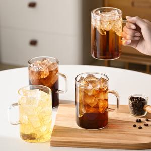 TEMU 카페감성투명유리컵세트 500ml머그타입 4p6p선택가능 심플핸들디자인 라떼밀크커피용 홈카페가정사무실식당겸용보온컵