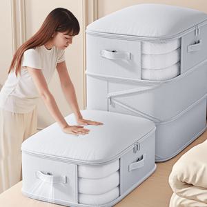 TEMU HYUNWOO 손잡이와 지퍼가 달린 두껍고 대용량의 공간 절약형 보관 가방 - 가정, 이사, 옷장, 침대 밑의 옷 정리, 침구 및 여행용 보관 상자에 적합합니다