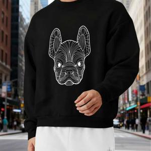 TEMU 남녀 프렌치 불독 후드티 - 따뜻한 가을-겨울 후드티, 둥근 목, 