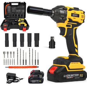 TEMU ocicc 브러시리스 리튬배터리 임팩 전동렌치 배터리 2개 풀세트 무선 및 충전식 자동차 트럭 잔디톱 가정용으로 이상적 충전식 배터리