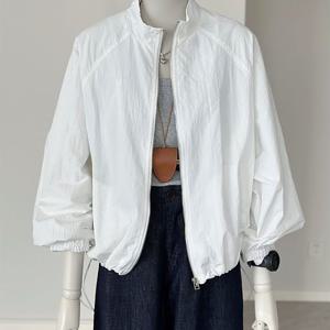 TEMU 여성용 여름 얇은 데일리 루즈핏 긴팔 점퍼 야상 바로 세우는 깃 캐주얼 트레이닝 솔리드 집업 자켓 슬림소녀 SLIM GIRL