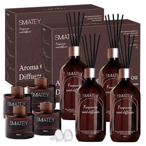 TEMU 스미어티 실속형 500ML 대용량 실내디퓨저+유리병4개+ 섬유스틱 10p 실내방향제 집들이선물 호텔 목재