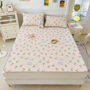 TEMU 모사슈 라텍스 여름 쿨매트 시원한 라텍스 침대패드 매트리스 매트 아이스패드 배개커버포함 5mm 쾌적하고 편안함 기계 세탁 가능 소프트 쿨 여름 천연라텍스 매트 세트 통기성 사계절 침대 패드