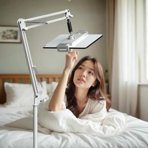 TEMU 높이 135cm, 태블릿 라이브 스트리밍 및 TV 프로그램, 야외 라이브 스트리밍을 위한 12~25cm 레이지 플로어 스탠드에 적합, 금속 바닥 장착 캔틸레버 폰 스탠드, 리프팅 및 접이식 다기능 스탠드, 라이브 스트리밍 폰 스탠드, IPad 및 태블릿용 범용 스탠드, 바닥 장착 암 스탠드