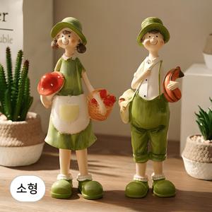 TEMU 정원 인형 꾸미기 농부 조각상 커플 남겨 인테리어 소품