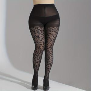 TEMU 플러스 사이즈 섹시한 스타킹, 여성용 플러스 무늬 솔리드 스트레치 하이 라이즈 세미 쉬어 컴포트 팬티 스타킹